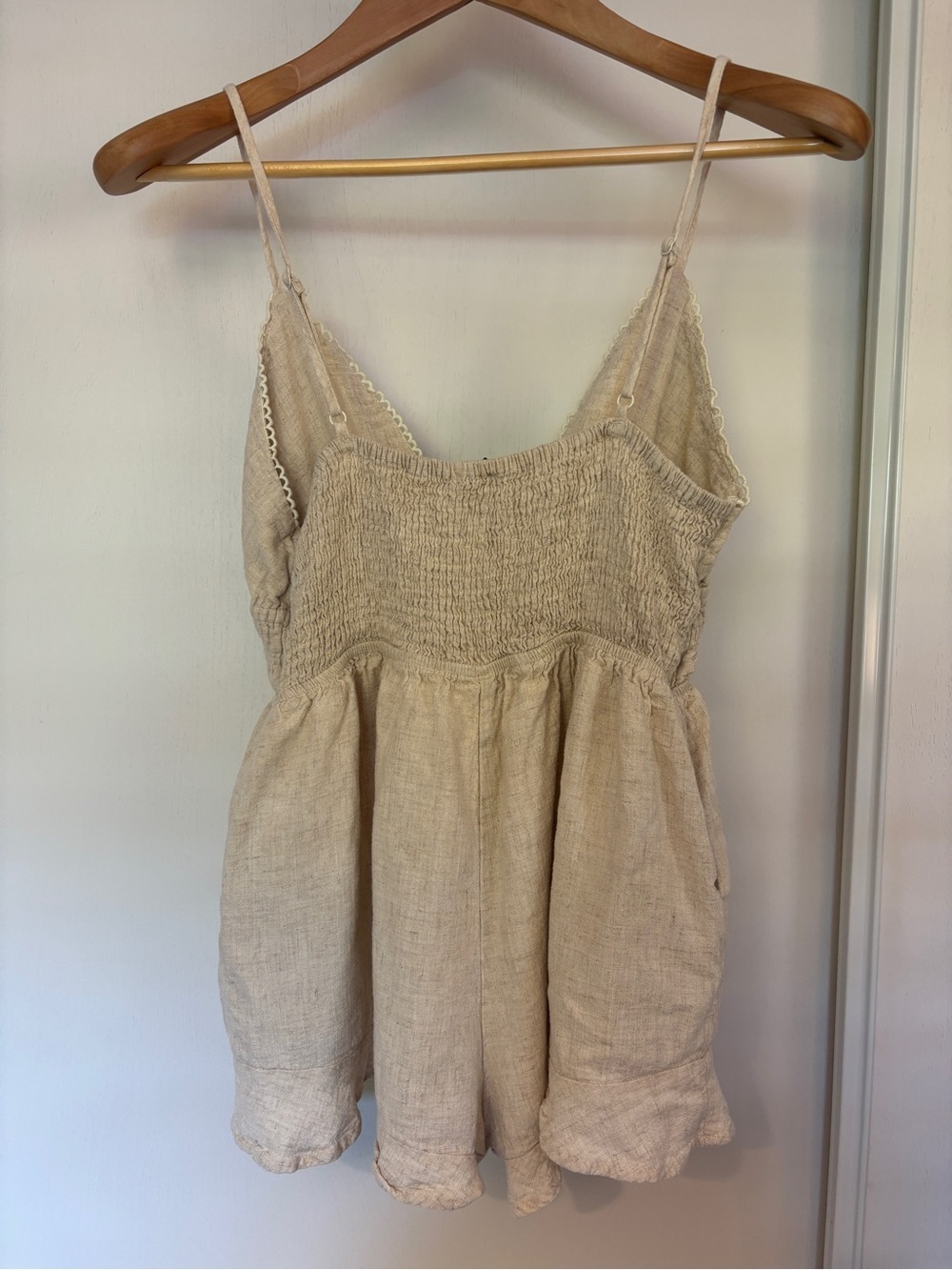 Princess Polly Colleen Romper Size XL Cream Boho Chic Cowgirl Linen Concert - Picture 4 of 13